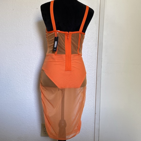 Fashion Nova orange see through dress - Picture 4 of 7